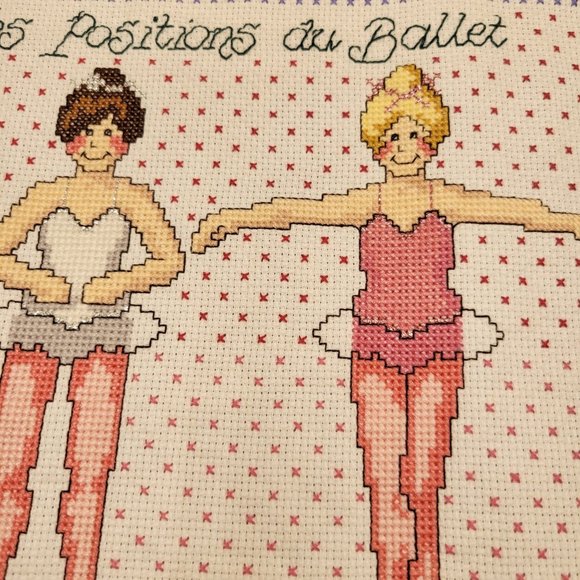 Ballet Positions Cross Stitch Project Complete Little Ballerinas Girl's Bedroom - Picture 5 of 7
